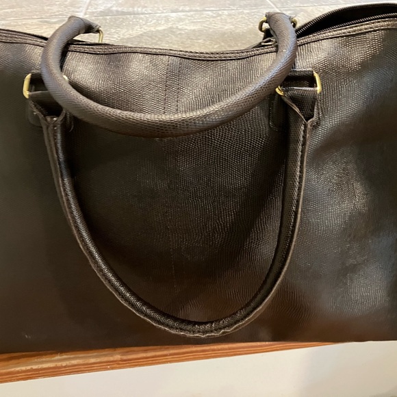 Estee Lauder Chocolate Brown Leather Tote Bag with Timeless Design - Picture 1 of 6